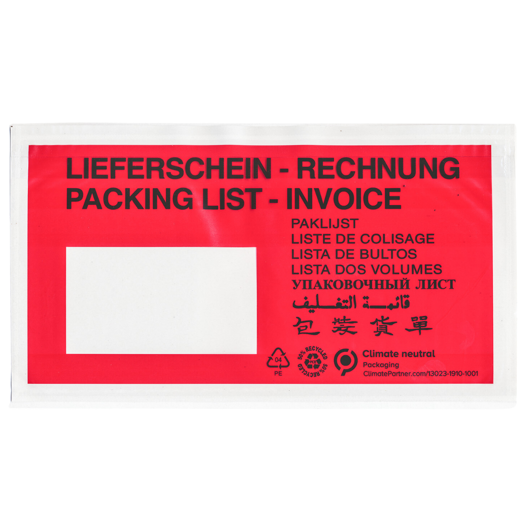 ❗SALE | 1000X Lieferscheintasche | 240x135mm DIN lang | neutral selbstklebend aus PE ohne Druck❗